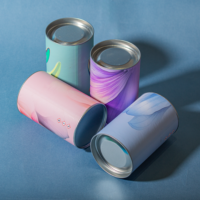 Custom Printed Cylindrical Food Grade Nut Tea Protein Powder Coffee Jar Container Paper Tube With Metal Lid 0