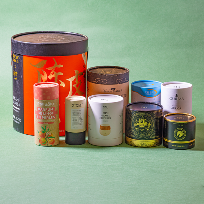 Kemasan tabung silinder kotak bundar minyak esensial parfum dan kosmetik berkualitas tinggi dengan tutup bahan, ukuran, pola cetak yang disesuaikan 0