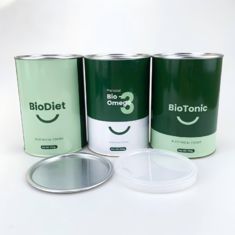 Custom powder food packaging round tube cylindrical box paper foil jar penny lever lid food grade paper jar