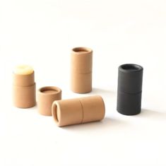 Kraft paper cylindrical biodegradable lip balm and lipstick pull-out container