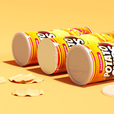 High-quality cardboard snack chip and biscuit packaging tube with food-grade easy-tear lid