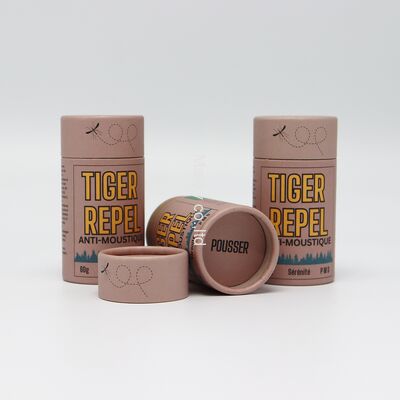 Biodegradable cardboard cylindrical push-pull lip balm container, suitable for cosmetics and perfume packaging.