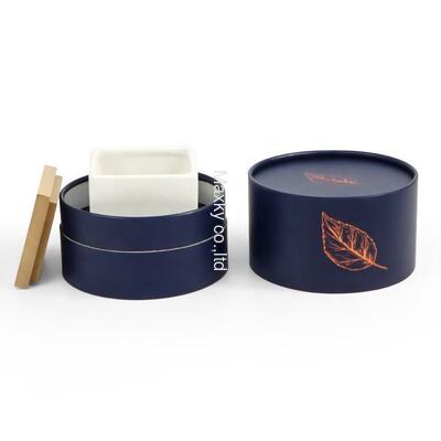 Hollow square unique candle jar luxury packaging tube blue gift round paper box container