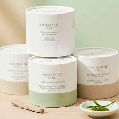 Custom Printed Eco-friendly Cylinder Paper Can Hot Stamping Custom Color for  Cosmetic Cream Lotion Packaging