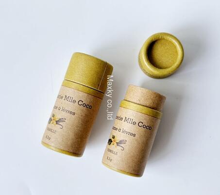Customized round deodorant paper packaging, biodegradable lipstick tube, kraft paper cylinder