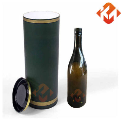 Cylindrical Wine Tube Packaging Kraft Paper Jar Tube With Metal Tinplate Cover