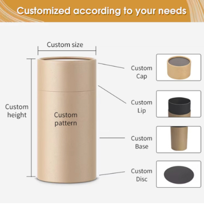 Customizable Environmentally Friendly Cylindrical Food-grade Candy Coffee Tea Bag Sealed Cardboard Box High-end Paper Tube Packaging