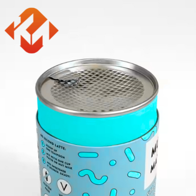Easy-tear Lid Food Jar Sealed Round Tube Cylindrical Food Packaging Paper Box For Tea Spices Salt Raisins Nutritional Powder