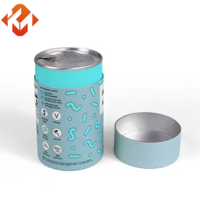 Easy-tear Lid Food Jar Sealed Round Tube Cylindrical Food Packaging Paper Box For Tea Spices Salt Raisins Nutritional Powder