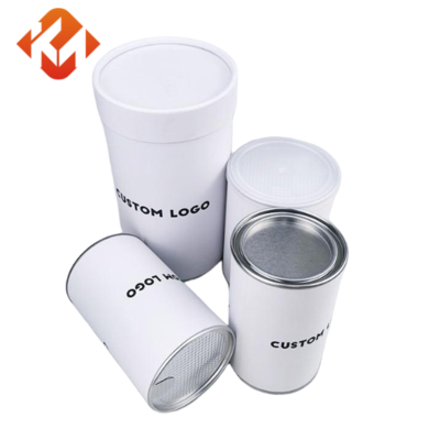 Custom aluminum foil lined sealed food packaging round cardboard tube paper cans with easy-open lids for tea, candy, and potato chips