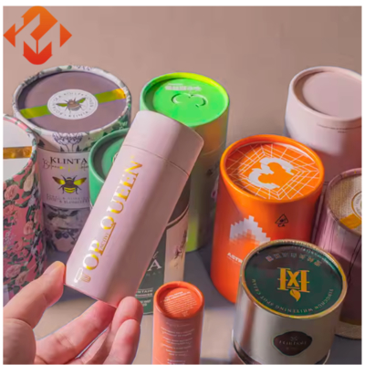 Customized luxury hot stamping printing cylindrical cardboard lip balm cosmetic paper tube skin care essential oil tube box