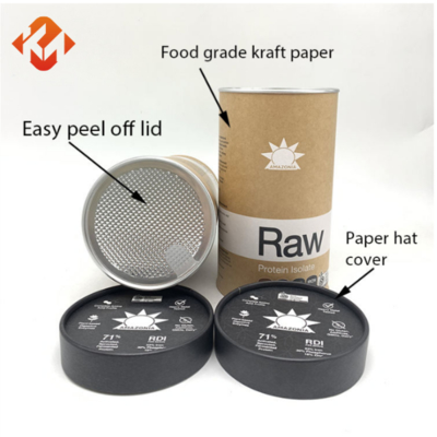 Factory wholesale customizable round cardboard packaging empty coffee cans whey protein compound cans