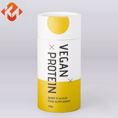 Customizable sealed food packaging with round cardboard tubes, paper cans, easy-open lids, and custom aluminum foil linings