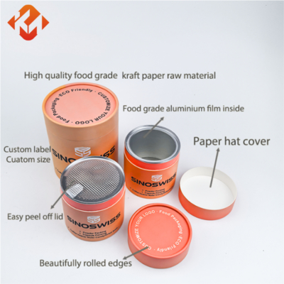 Food grade paper can packaging Composite paper can packaging snacks, tea and s