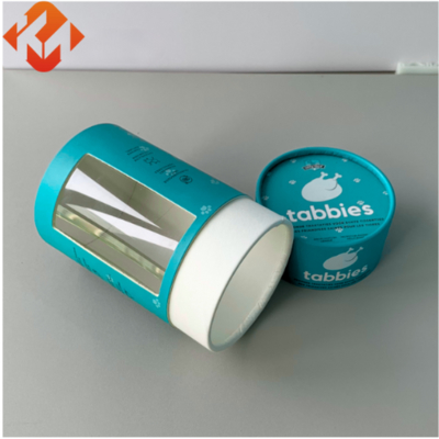 Custom designed recyclable cylindrical paper tube box for food tea coffee food grade round box packaging with window container