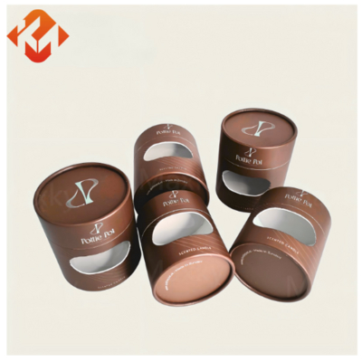 Custom eco-friendly round kraft paper cylinder box for cosmetics and candle packaging, suitable for craft and cosmetic purposes