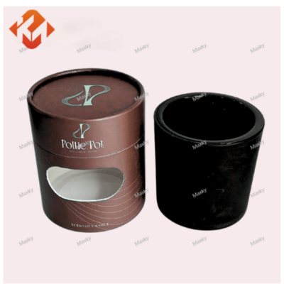 Custom eco-friendly round kraft paper cylinder box for cosmetics and candle packaging, suitable for craft and cosmetic purposes
