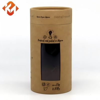 Customized bulk tea paper tube packaging, round tea paper tubes with transparent windows and hollow design.