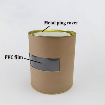 Food grade custom packaging box, kraft paper can, metal lid, paper tube with custom PVC window
