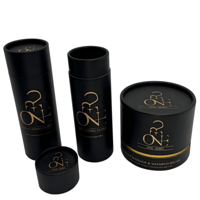 Black luxury paper tube packaging round box cosmetic packaging gift tube box cylindrical customizable paper black cylinder box