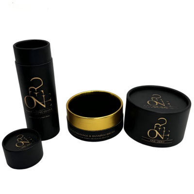 Black luxury paper tube packaging round box cosmetic packaging gift tube box cylindrical customizable paper black cylinder box