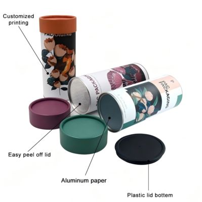 Customized biodegradable cylindrical paper tube for tea food chocolate box