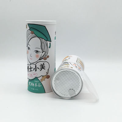 Custom printed sealed paper tube with easy open lid for powder packaging food grade eco-friendly can container