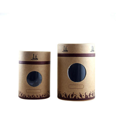 Customized bulk tea paper tube packaging, round eco-friendly tea paper tubes with transparent windows.