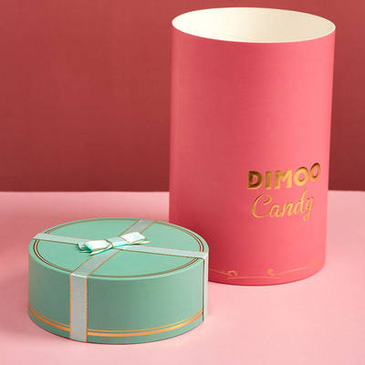 Eco-friendly recycled cylindrical gift boxes, cardboard cylindrical gift boxes, customizable logos.