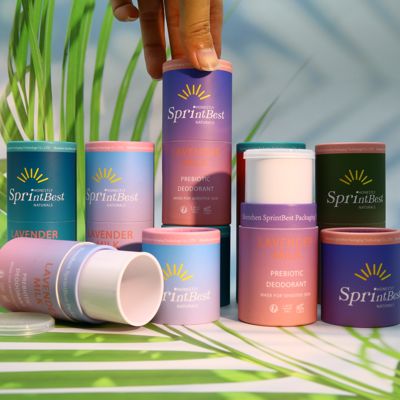 Biodegradable custom cosmetic paper tubes, suitable for deodorants, lip balms, lipsticks, and other products.