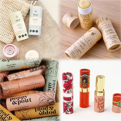 Biodegradable custom cosmetic paper tubes, suitable for deodorants, lip balms, lipsticks, and other products.