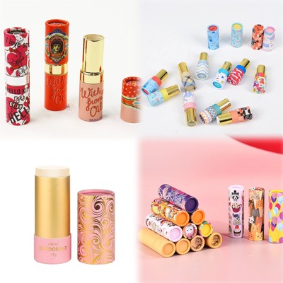 Environmentally friendly press-type lip balm tube packaging, lipstick box, 75g food-grade kraft paper tube.