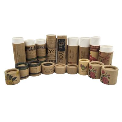 Sliding paper tube packaging, suitable for lipsticks and lip balms, containing waxed paper.