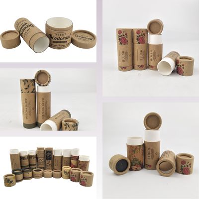 Factory direct, eco-friendly custom kraft paperboard lipstick tube deodorant container, 2 ounces