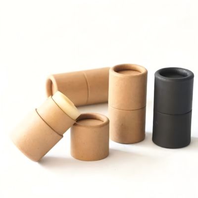 Kraft paper cylindrical biodegradable lip balm and lipstick pull-out container