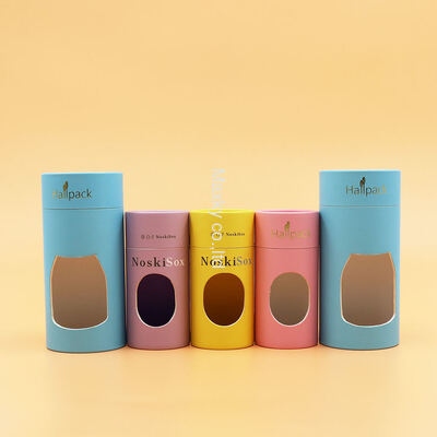 Eco-friendly custom round paper tube packaging box with a window, suitable for socks, towels, etc.