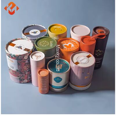 Custom-printed, round gift tea canister boxes, made of food-grade cardboard, suitable for tea.