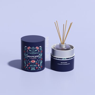 Black round glass bottle aromatherapy gift set, luxurious packaging, paper tube.