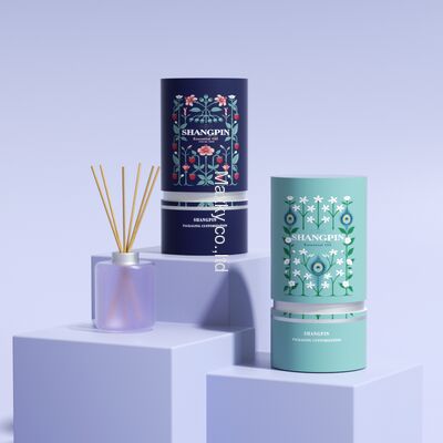 Black round glass bottle aromatherapy gift set, luxurious packaging, paper tube.