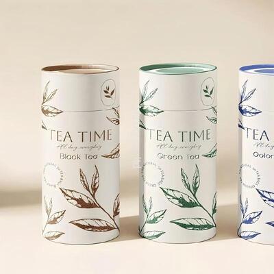 Luxury round cardboard food container tube box, suitable for tea packaging