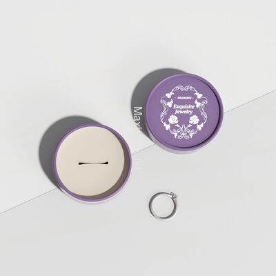 Custom-designed high-end round double-layered gift tube jewelry box, suitable for rings and earrings.