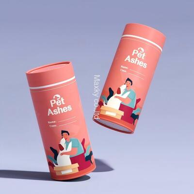 Pet cremation urn, funeral keepsake cylindrical packaging box, biodegradable paper tube