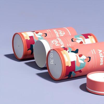Pet cremation urn, funeral keepsake cylindrical packaging box, biodegradable paper tube
