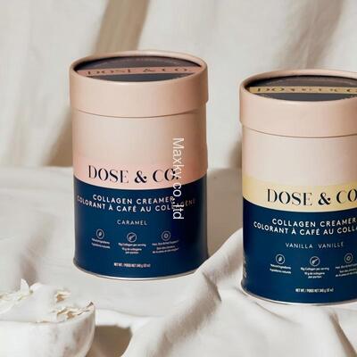 Sealed food-grade paper tube/kraft paperboard cylinder packaging for superfood collagen powder