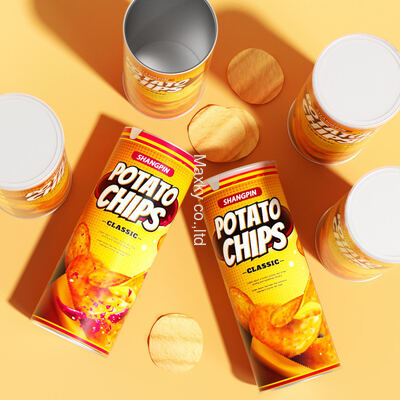 High-quality cardboard snack chip and biscuit packaging tube with food-grade easy-tear lid