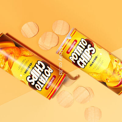 High-quality cardboard snack chip and biscuit packaging tube with food-grade easy-tear lid
