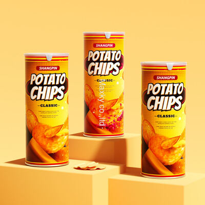 High-quality cardboard snack chip and biscuit packaging tube with food-grade easy-tear lid