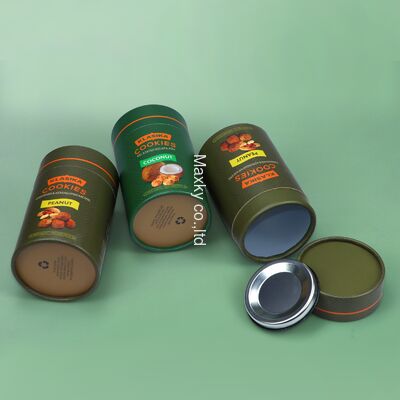 Cardboard powder containers for packaging coffee beans, tea, etc., equipped with sealed metal lids and aluminum cans.