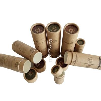 Customized branded biodegradable kraft paperboard push-type deodorizing stick container lipstick tube packaging