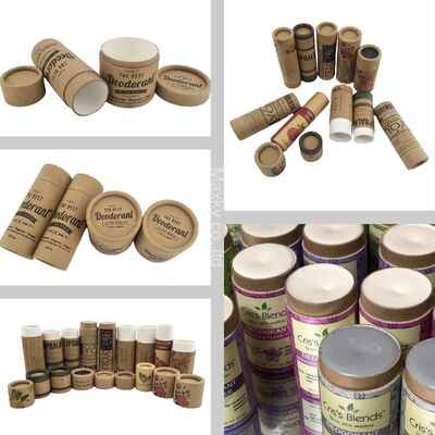 Customized branded biodegradable kraft paperboard push-type deodorizing stick container lipstick tube packaging